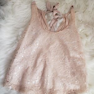 Blush pink sequined top